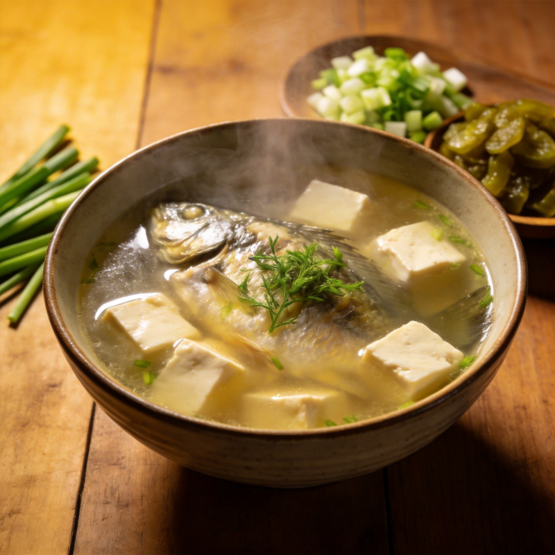 鱼豆腐汤热气腾腾图片