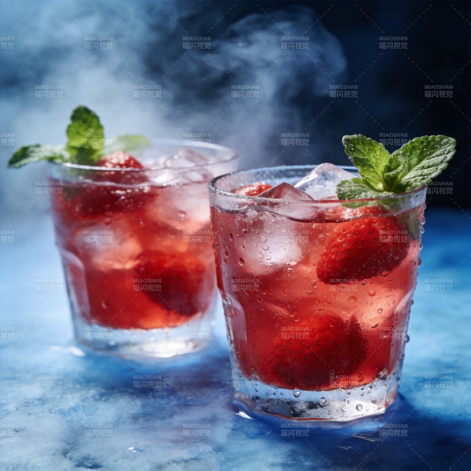 草莓薄荷冰饮图片