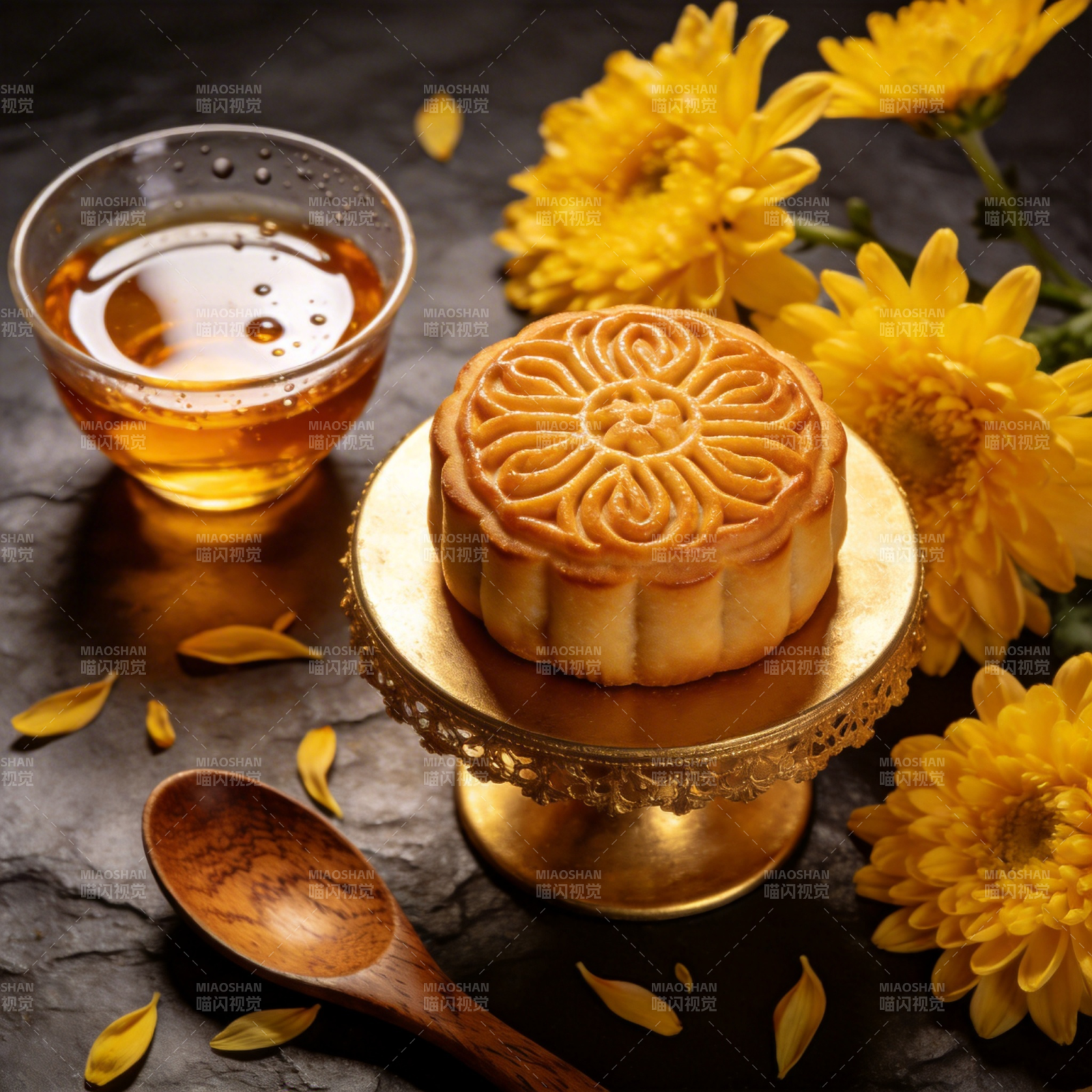 中秋月饼茶香伴图片