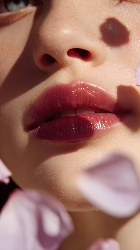 花瓣轻吻唇间图片