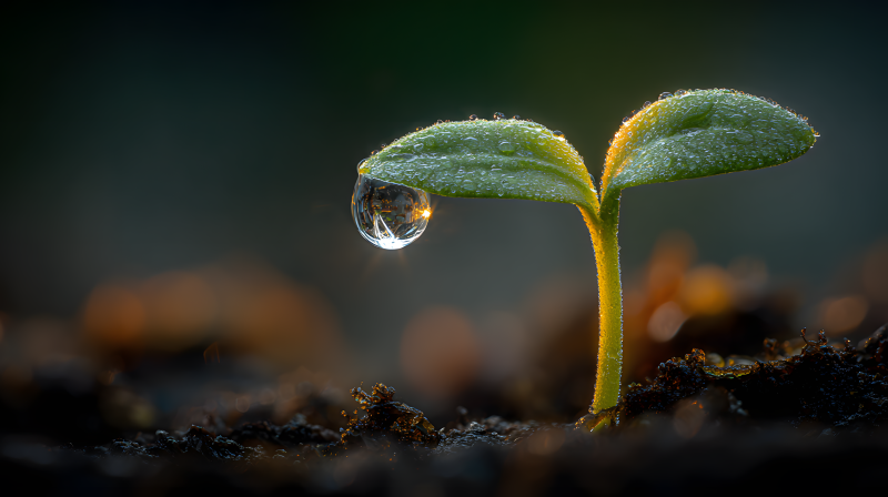 萌芽破土 露珠晶莹图片