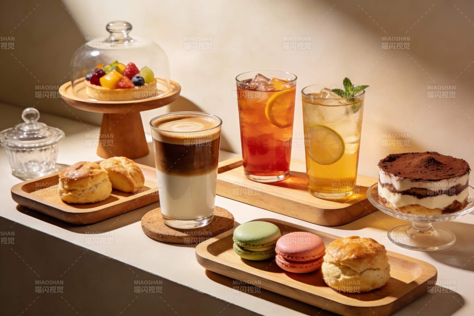 精致下午茶甜点与饮品图片