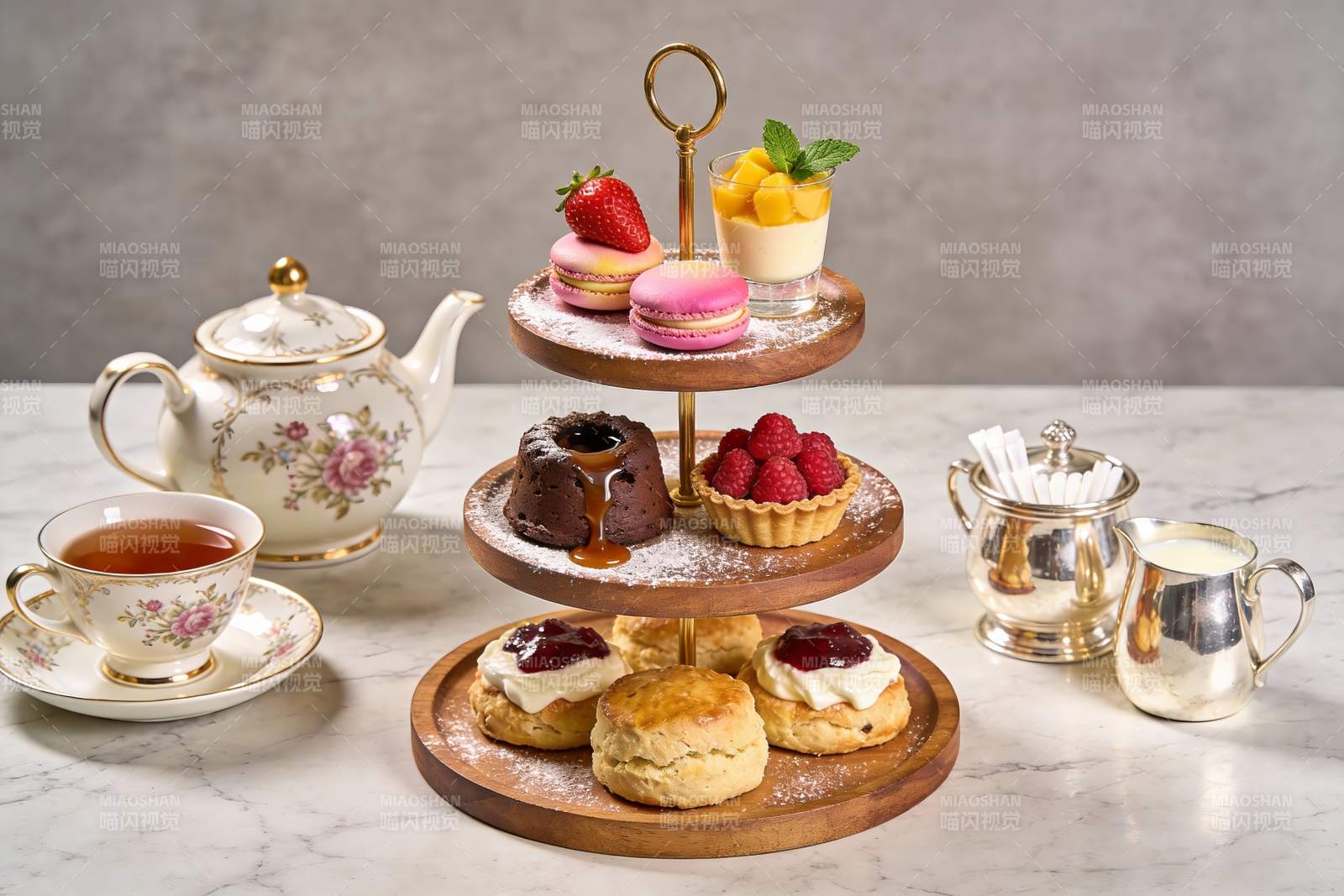 精致英式下午茶点心摆盘图片