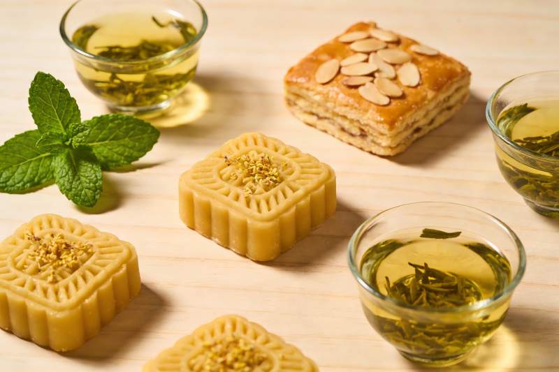 中秋月饼配茶点心图片