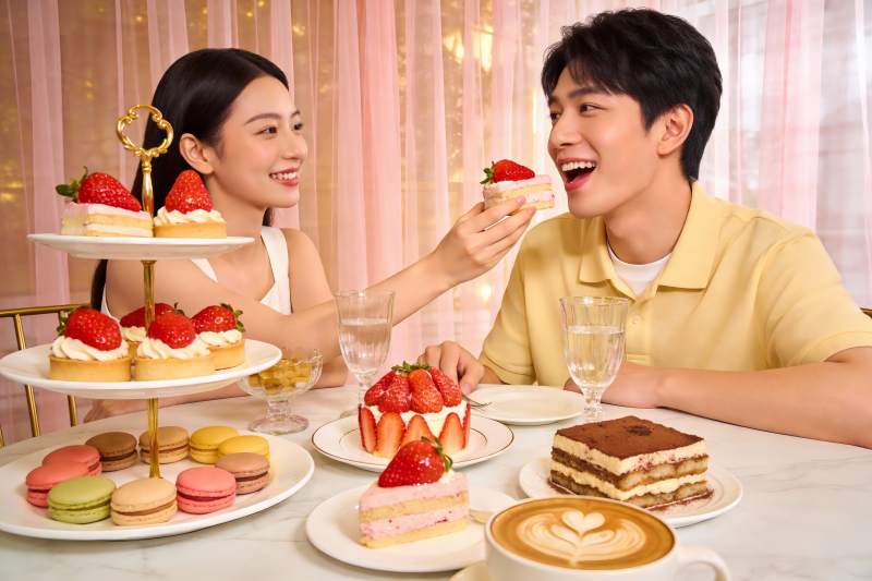 情侣共享甜点时光图片