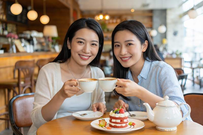 两位女士咖啡时光图片