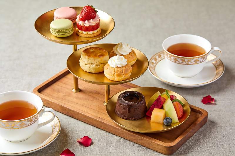 精致下午茶甜点与茶饮图片