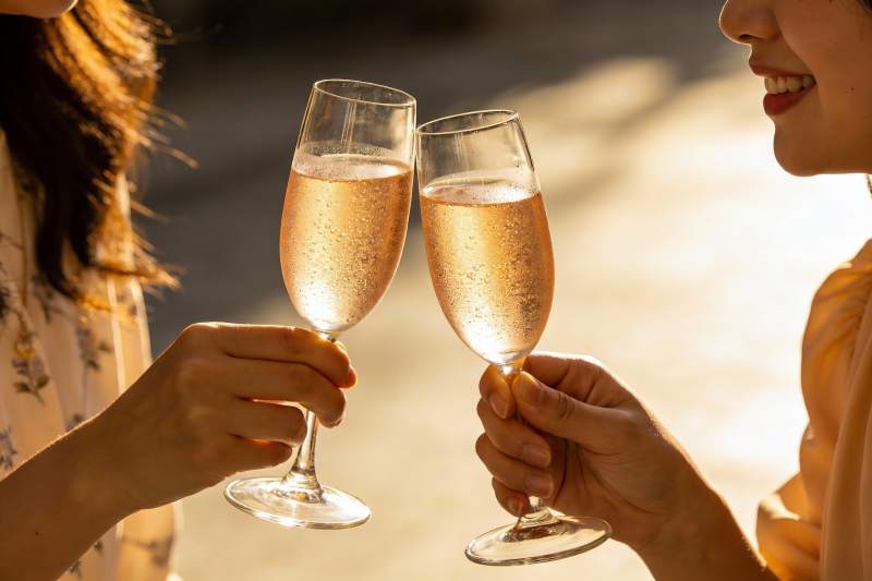 两人举杯庆祝香槟图片