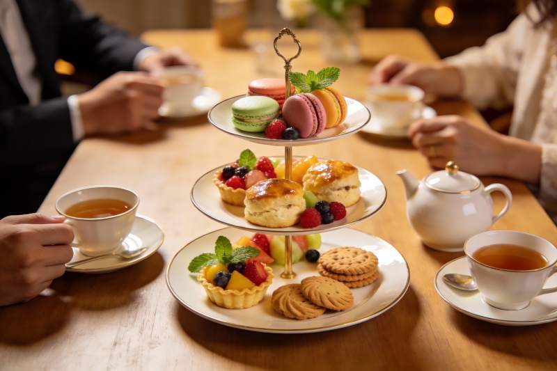 下午茶时光甜点与茶香图片