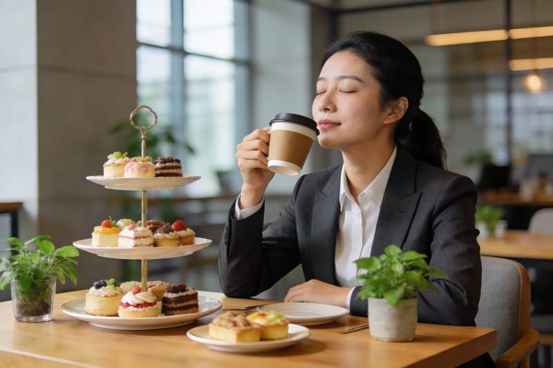 商务女性咖啡下午茶图片