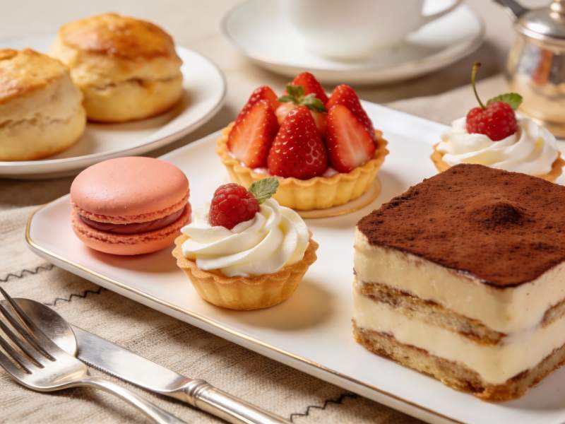 精致甜点拼盘摆拍图片