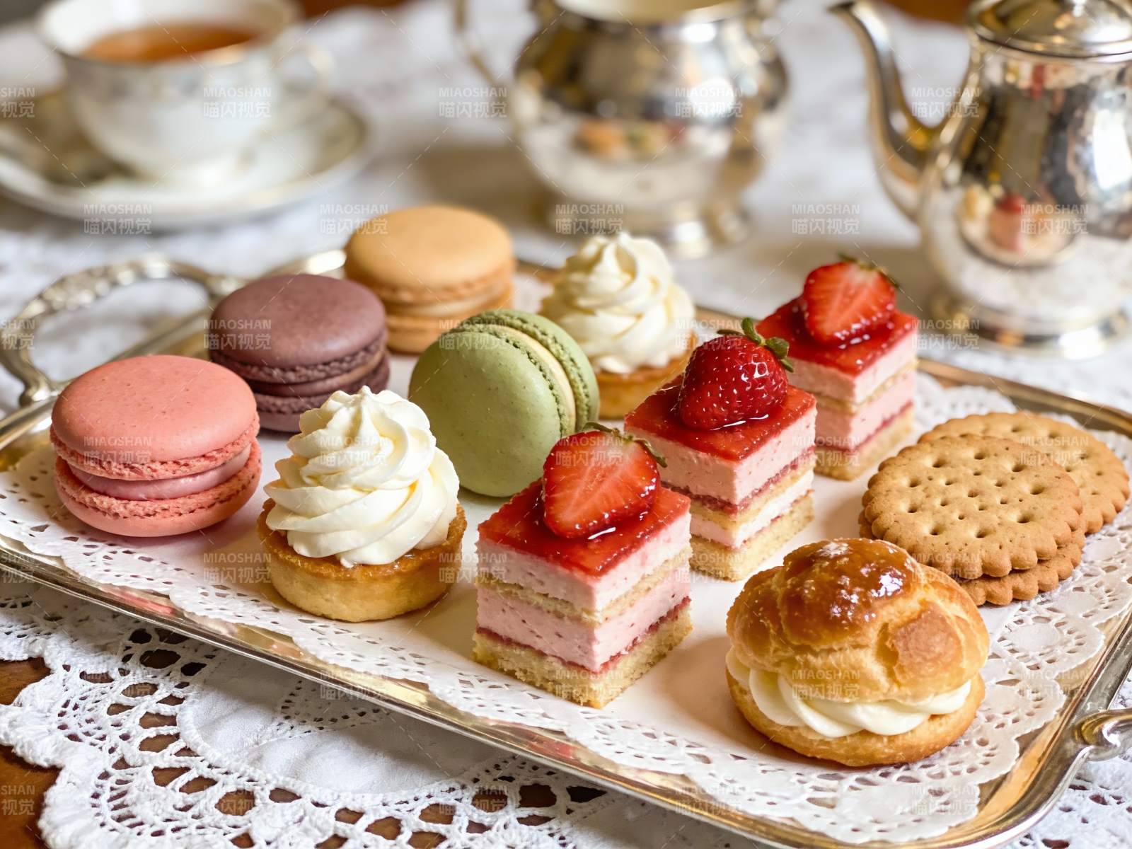 精致下午茶甜点摆盘图片