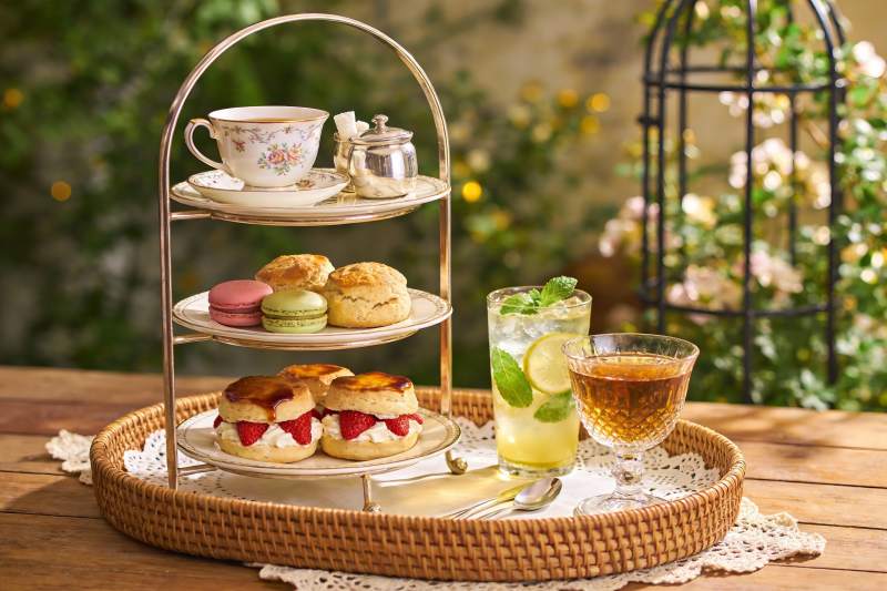 户外下午茶点心与饮品图片