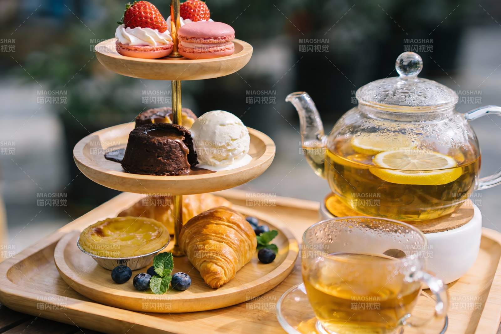 精致下午茶甜点与茶饮图片