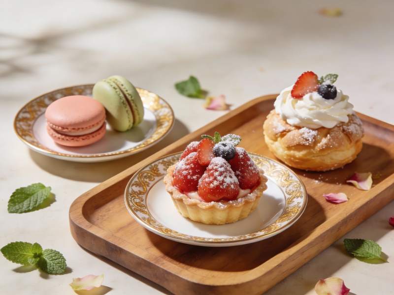 精致甜点摆盘图片