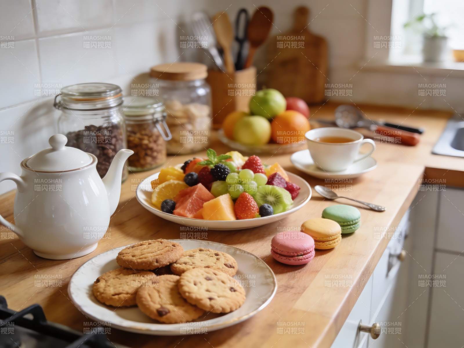 厨房台面美食摆拍图片