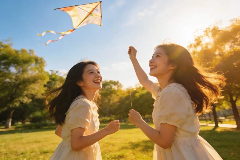 姐妹放风筝欢乐时光图片