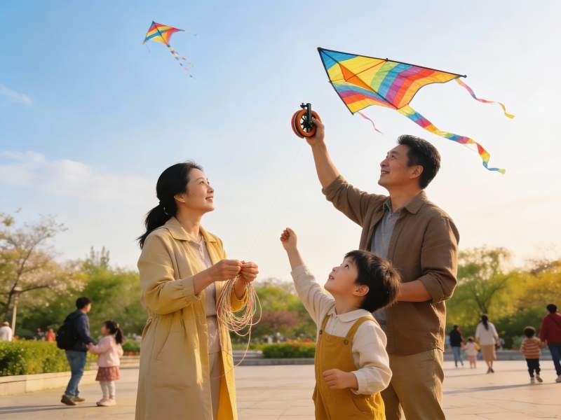 家庭公园放风筝欢乐时光图片