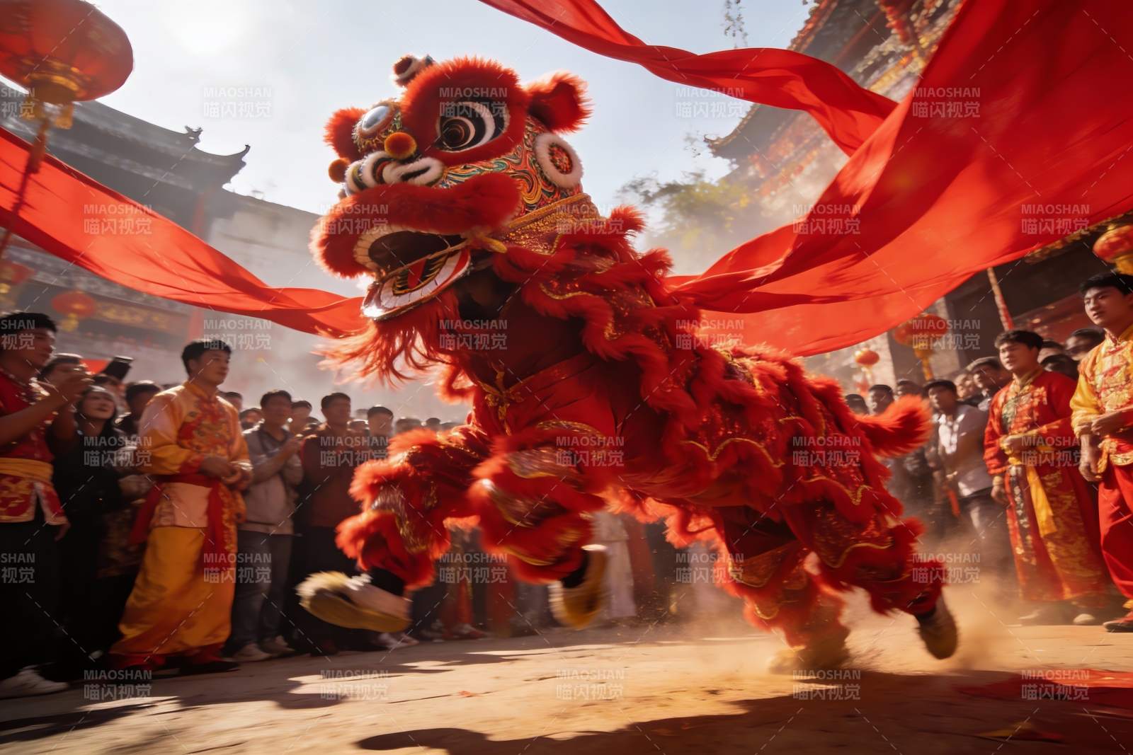 舞狮表演热闹非凡图片
