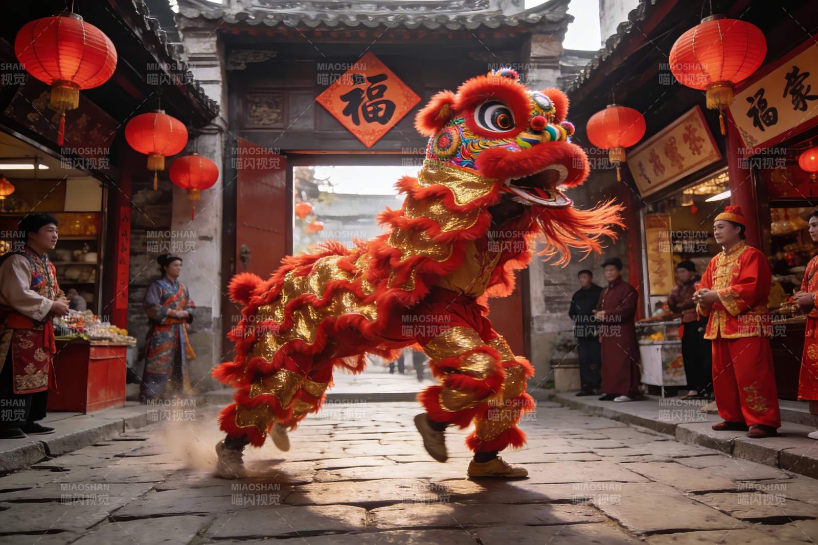 舞狮迎新春图片