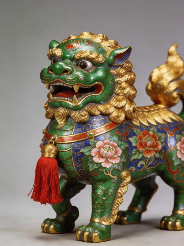 色彩斑斓的中式瑞兽雕像图片