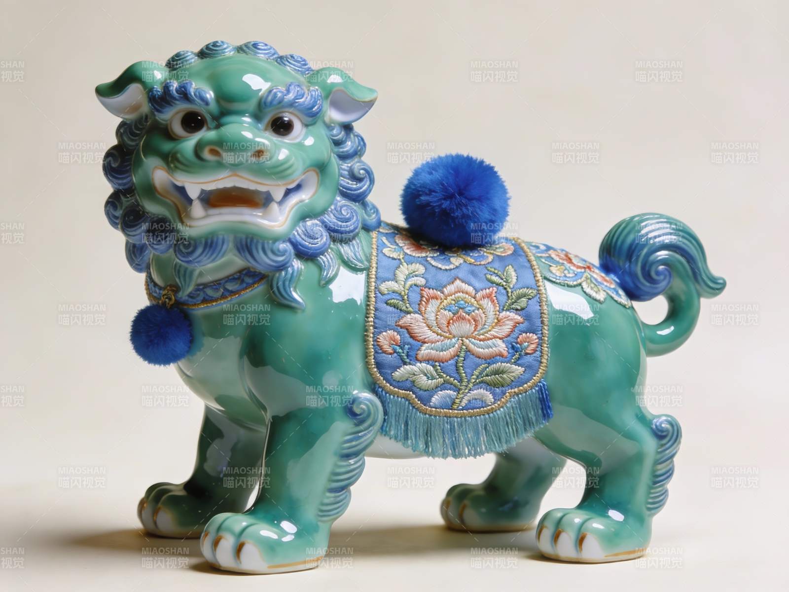 青釉瓷狮雕像细节展示图片