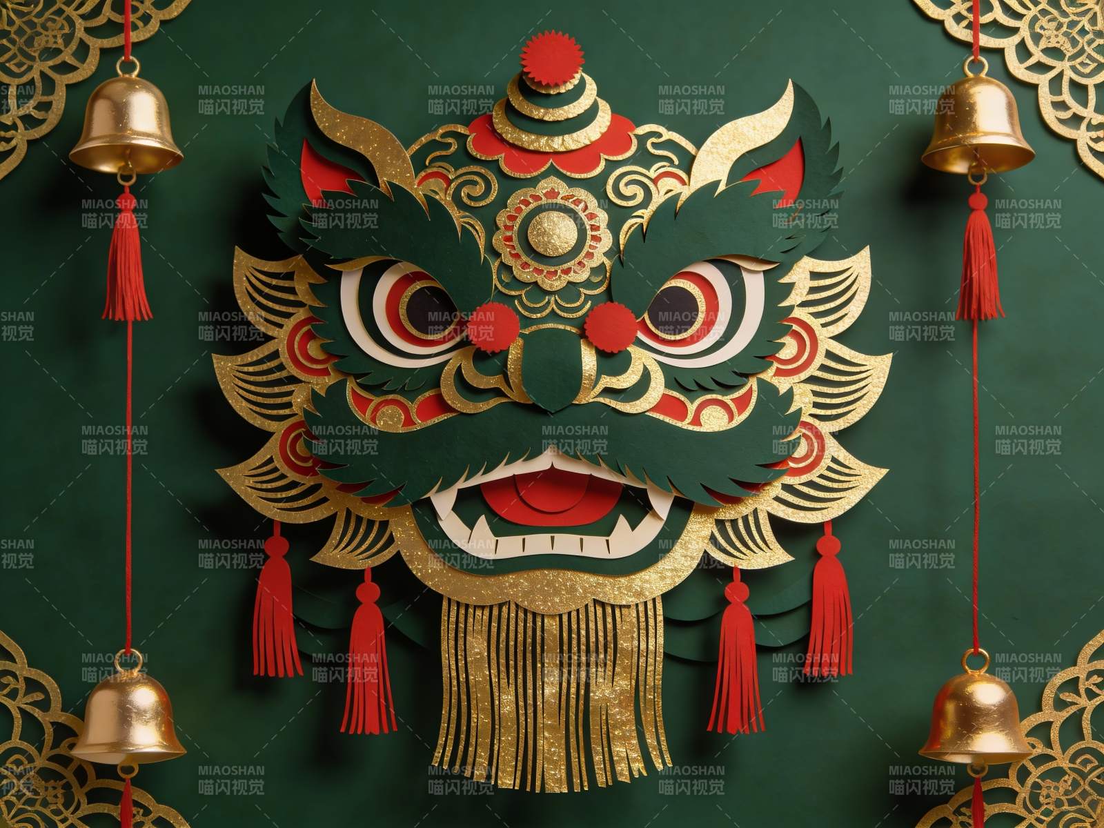 中国传统舞狮面具艺术装饰图片