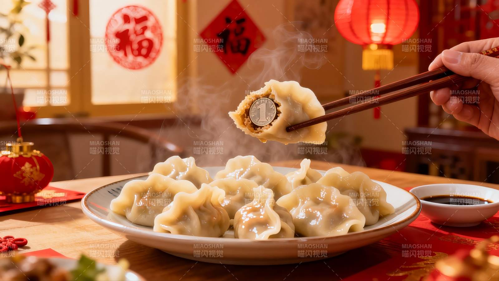 新年饺子藏硬币寓意吉祥图片
