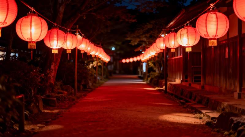 夜色灯笼古街图片