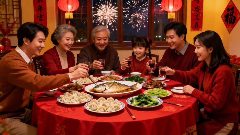 春节家庭聚餐欢庆团圆图片