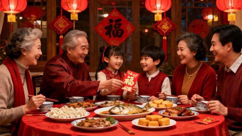 春节家庭聚餐欢庆团圆图片