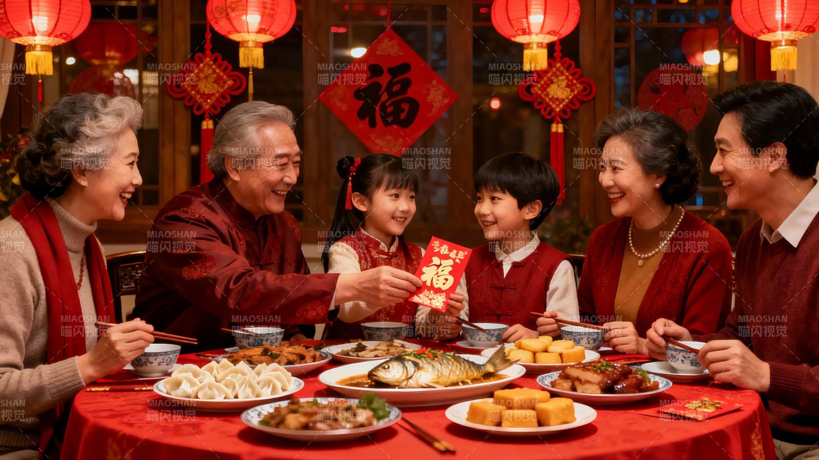 春节家庭聚餐欢庆团圆图片