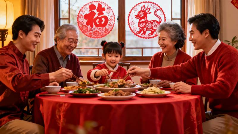 春节团圆饭家人欢聚一堂图片