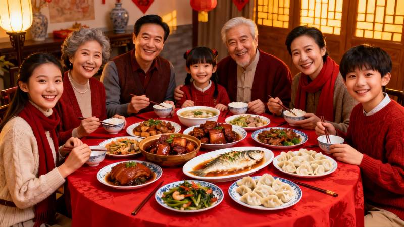 春节团圆饭家人欢聚一堂图片