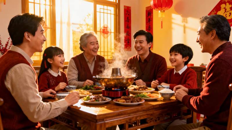 春节家庭聚餐其乐融融图片