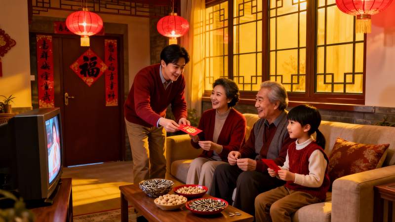 家庭团聚庆佳节红包传递图片