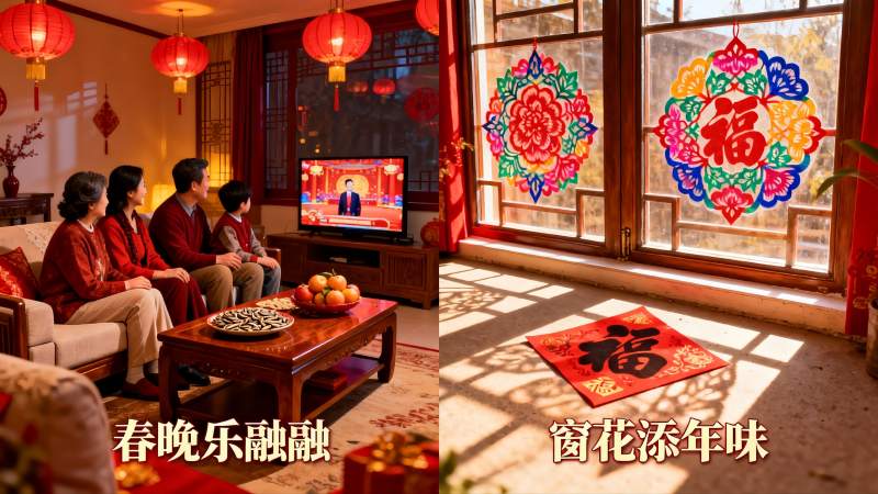 春节家庭团聚看电视图片