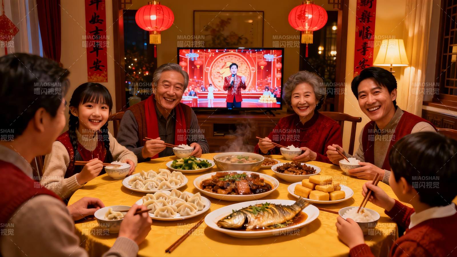 家庭团圆饭欢聚一堂图片