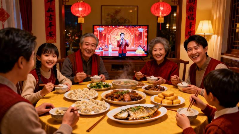 家庭聚餐欢庆团圆夜图片