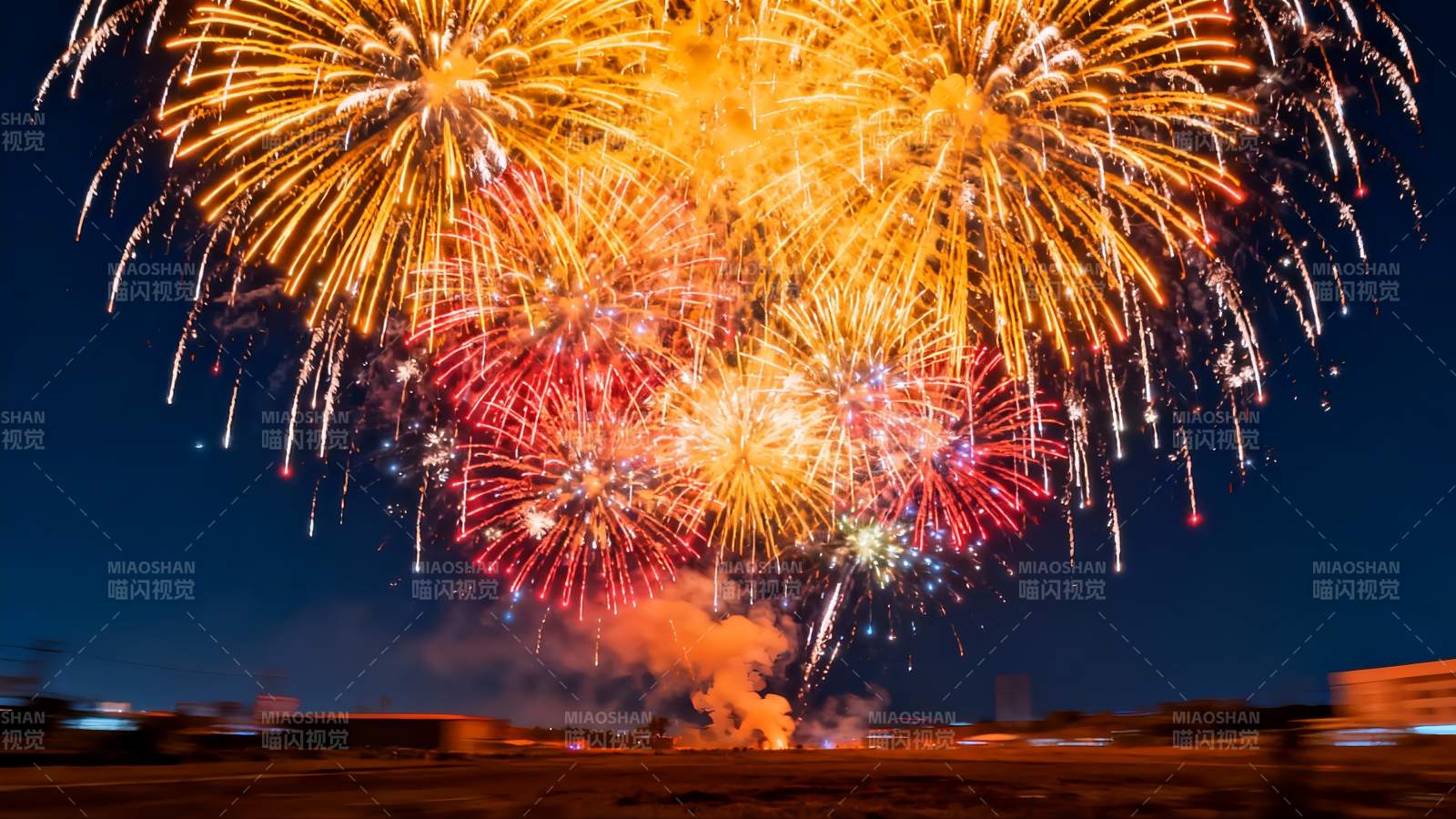 夜空烟花绽放绚丽多彩图片