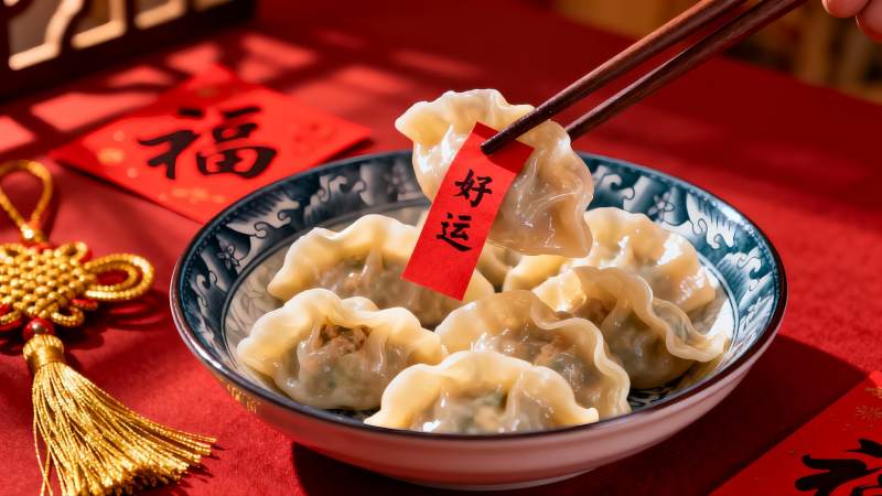 春节饺子好运连连图片