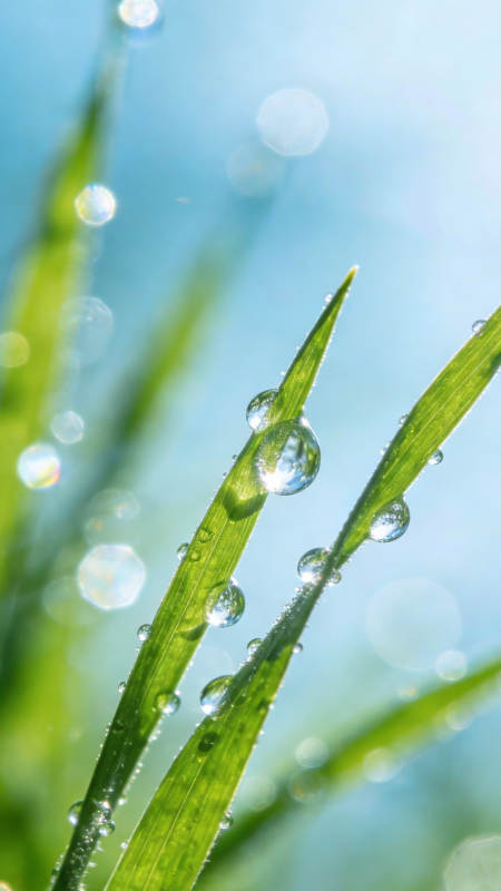 露珠草叶晨光图片