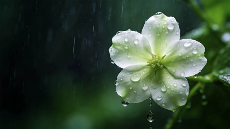 雨中白花图片