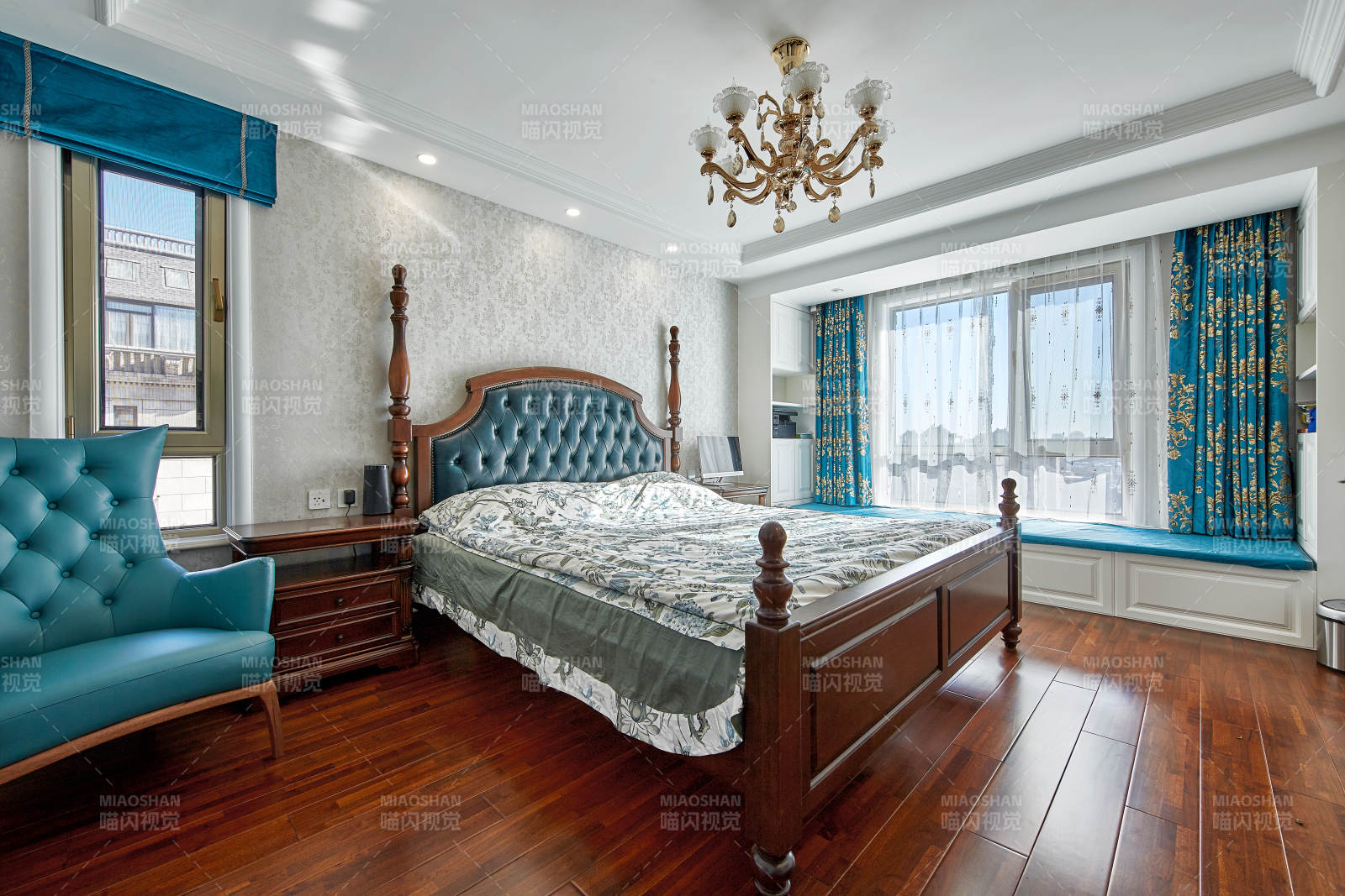 典雅卧室 蓝调风情图片