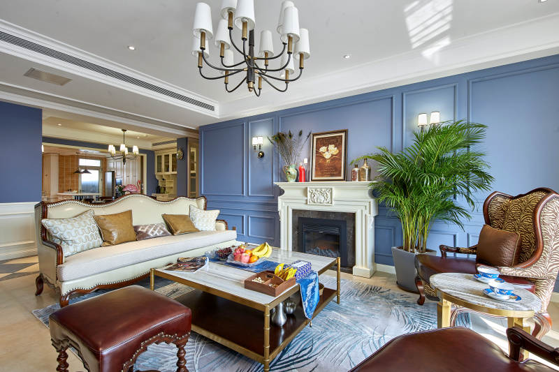 典雅蓝调客厅图片