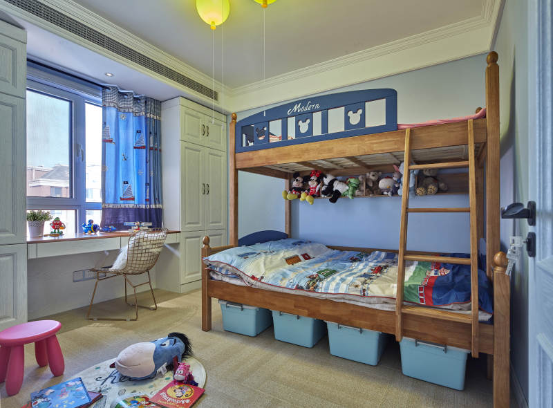 儿童房双层床布置图片