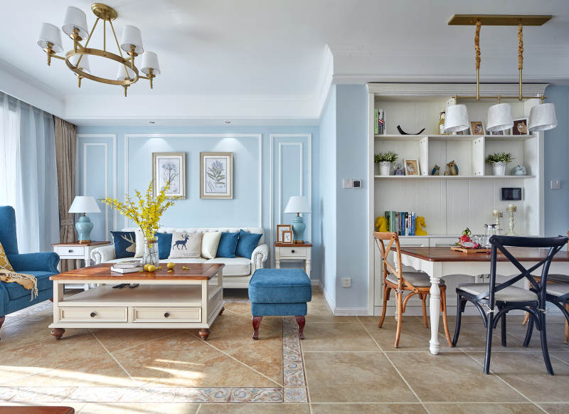 温馨蓝色客厅设计图片