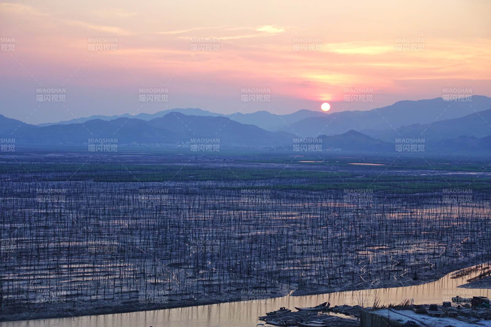 霞浦日落渔场美景图片