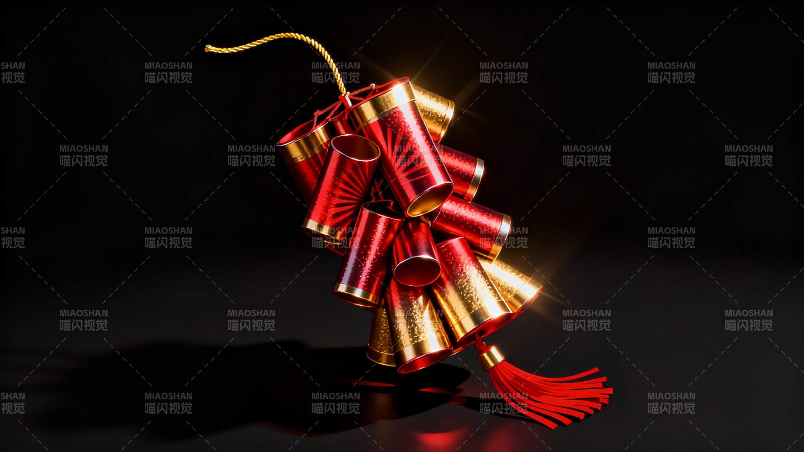 红色鞭炮堆叠光影效果图片