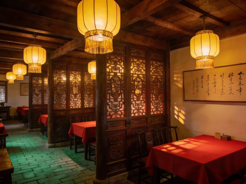 古色古香中式餐厅内部景象图片